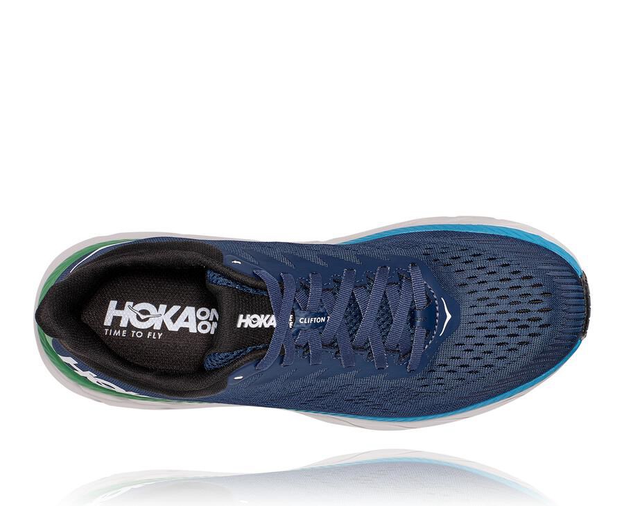 Running Shoes Mens - Hoka One One Clifton 7 - Navy - AILCUKJ-20